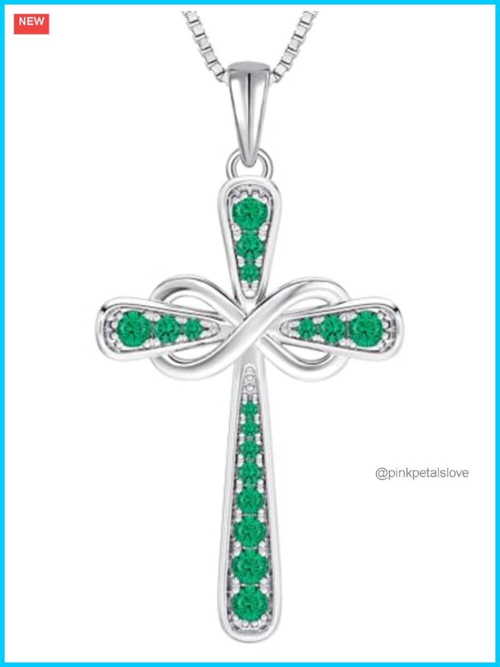 925 Sterling Silver Cross Necklace Halo Infinity Pendant Cubic Zirconia 18+2"